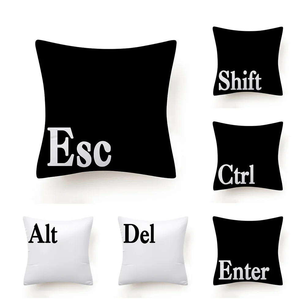Современный дизайн клавиатуры Esc белый полиэфирный Декор Наволочка для подушки, домашний декор 45*45 Кафе диван наволочка/