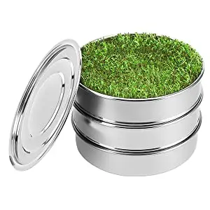 Стекируемый 2 слоя 3 Круглый Ланч-бокс из нержавеющей стали сетка семян прорастания Комплект Грибной для ростки фасоли прорастания семян