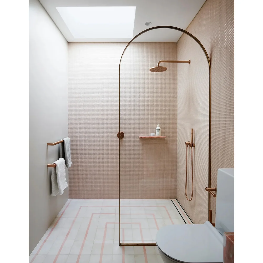 Latest design frameless fixed glass shower panel prefabricated customized tempered glass shower wall panels