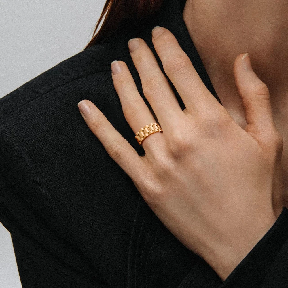 Minimalist Women Basic Jewelry Chunky Circle Rings 18k Gold Plated Stainless Steel Rings For Women