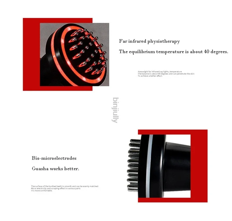 Vibration Shaping Muscle and Meridian Brush, Far Infrared Massage Device, Heat Application Shaping Biological Electric Comb