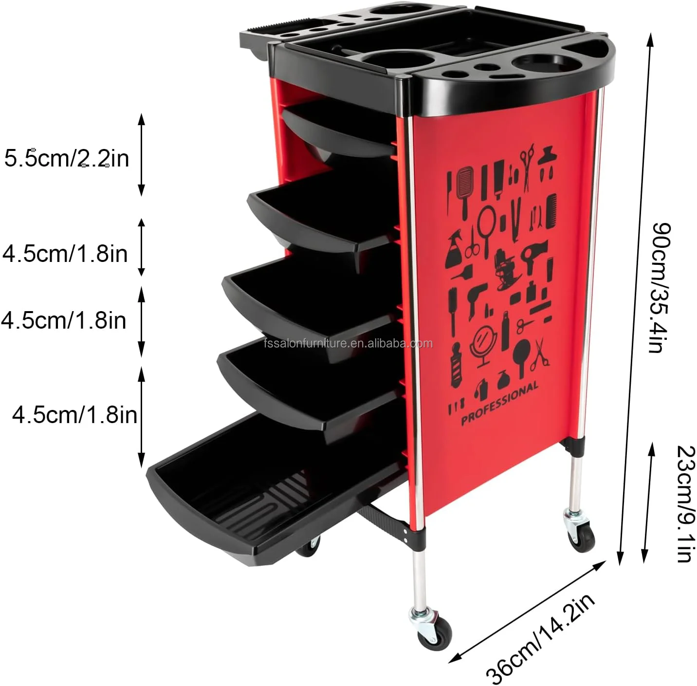 Hair Salon Cabinet Storage Rolling Trolley Beauty Spa Hairdressing Movable Cart High Quality Plastic Salon Furniture