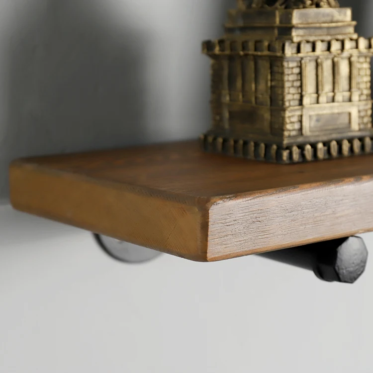 
Furniture living room rustic pipe shelf wood clothes store display rack 