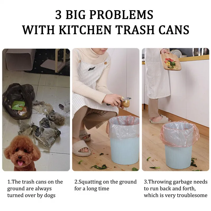 Hanging Kitchen Trash Can with Garbage Bag Storage, Foldable Large Simple Human Trash can, Collapsible Garbage Bin for Bedroom