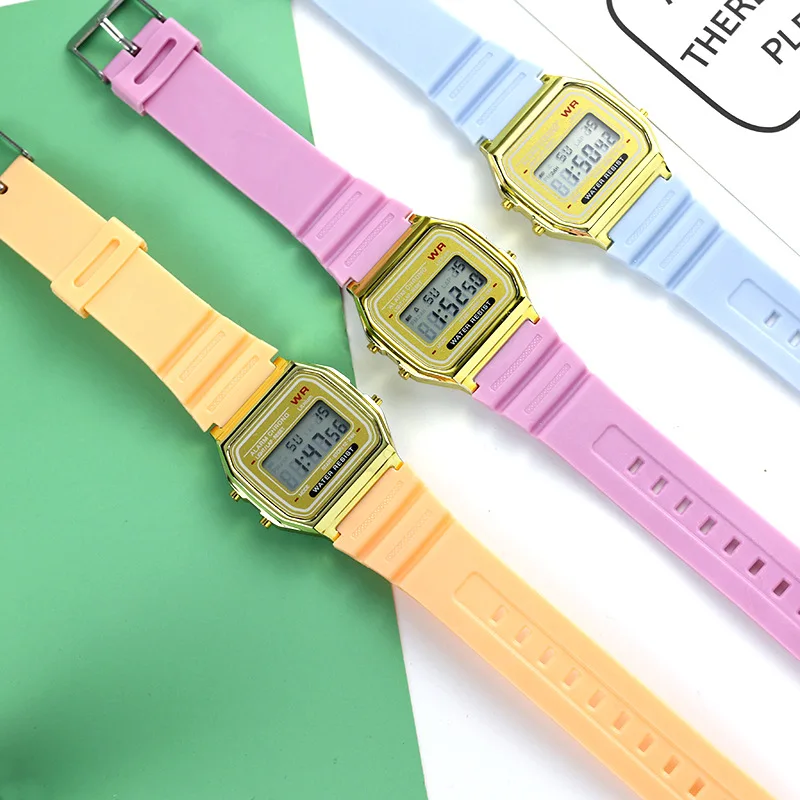 New plastic electroplating F91 alarm clock electronic watch fashion simple reloj LED colorful cold light electronic watch