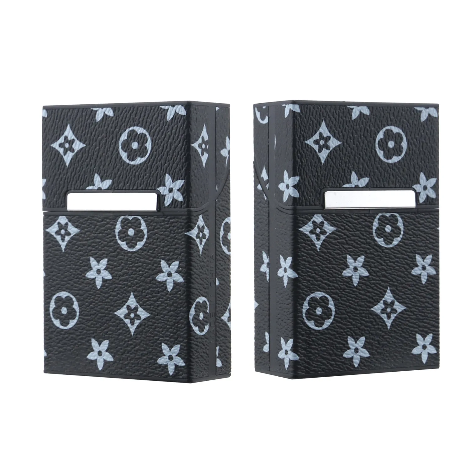 2023 Luxury Holds 20 Cigarette King Size 84Mm Lv Pattern Mens Handmade Magnetic Closure Square Pu Leather Metal Cigarette Case