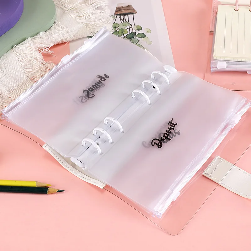 Custom a6 PVC clear cover 100 envelope challenge 6 rings zipper pouch money organizer for cash budget binder 2024 with snap