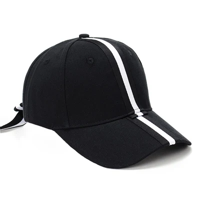 Female 5 Panel Baseball Hats Cotton Hip Hop Hat Hipster Stripe Caps with String