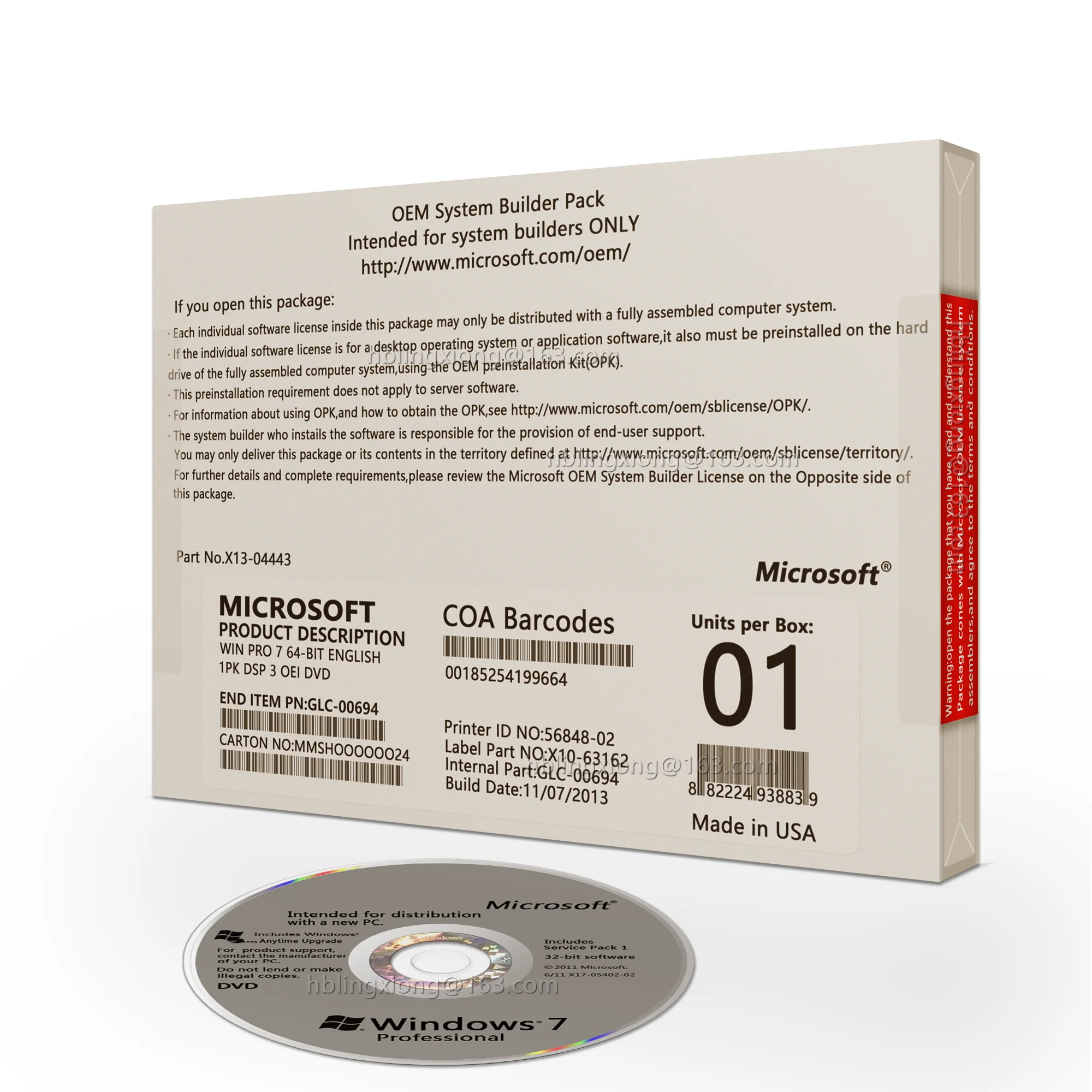 Windows 7 Pro ключ DVD oem coa профессиональный пакет Глобальная лицензия онлайн активации цифровой подлинный Microsof t система Win10 Pro