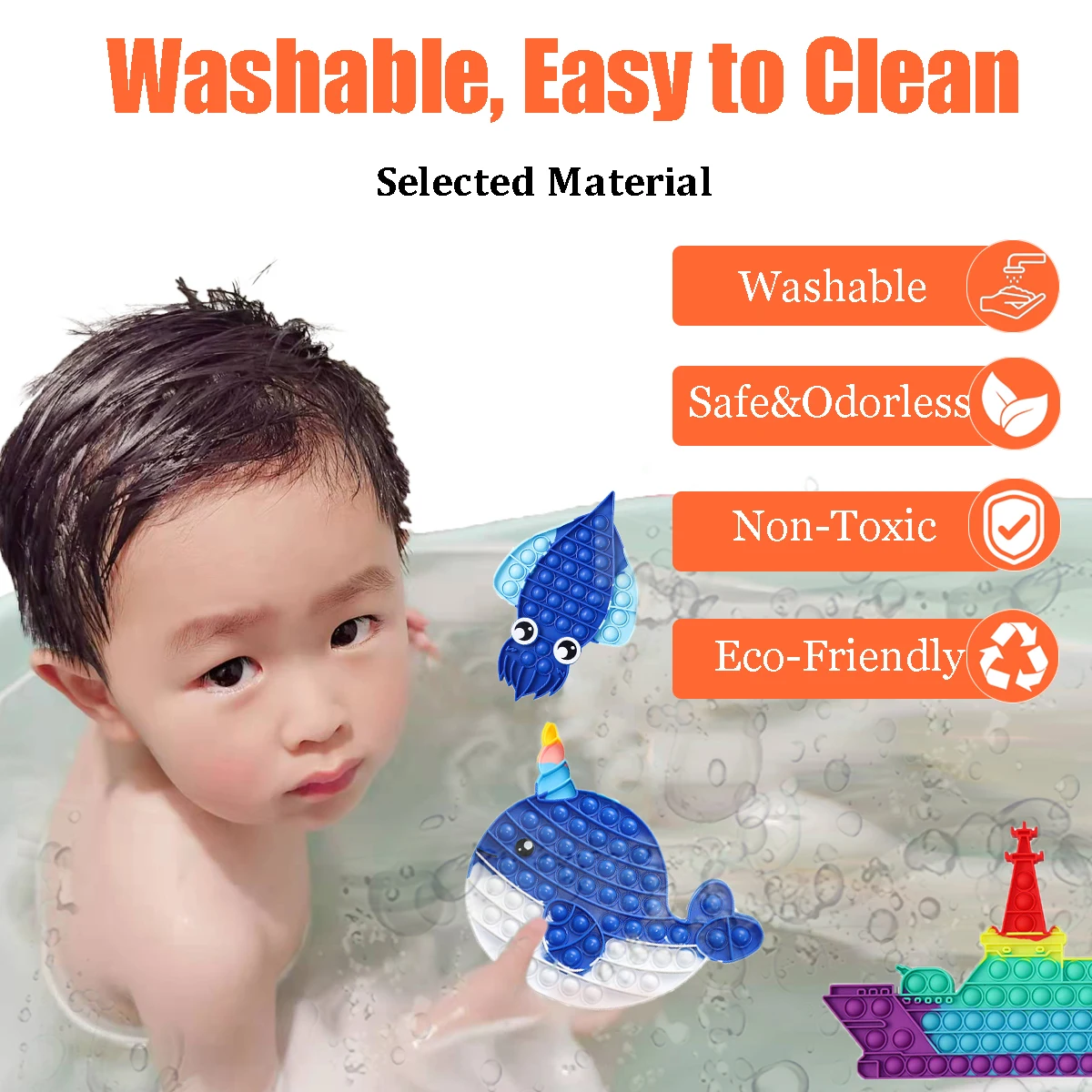 Different Design Pops Poppers Silicone Stress Reliever Cool Animals Mermaid Bear Rainbow Silicone Fidget Toy