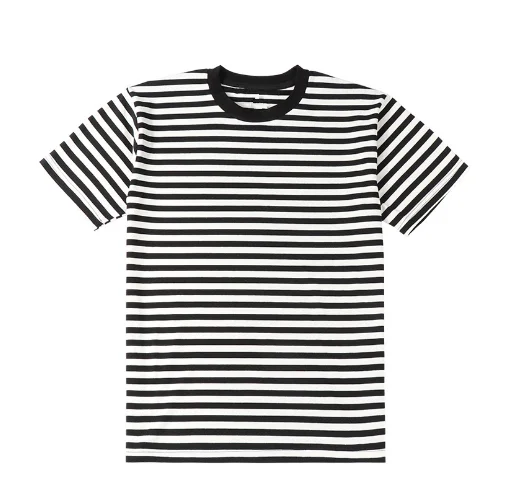 black and white stripe t shirt high quality cotton striped t-shirt for men oversize drop shoulder casual black striped tshirt