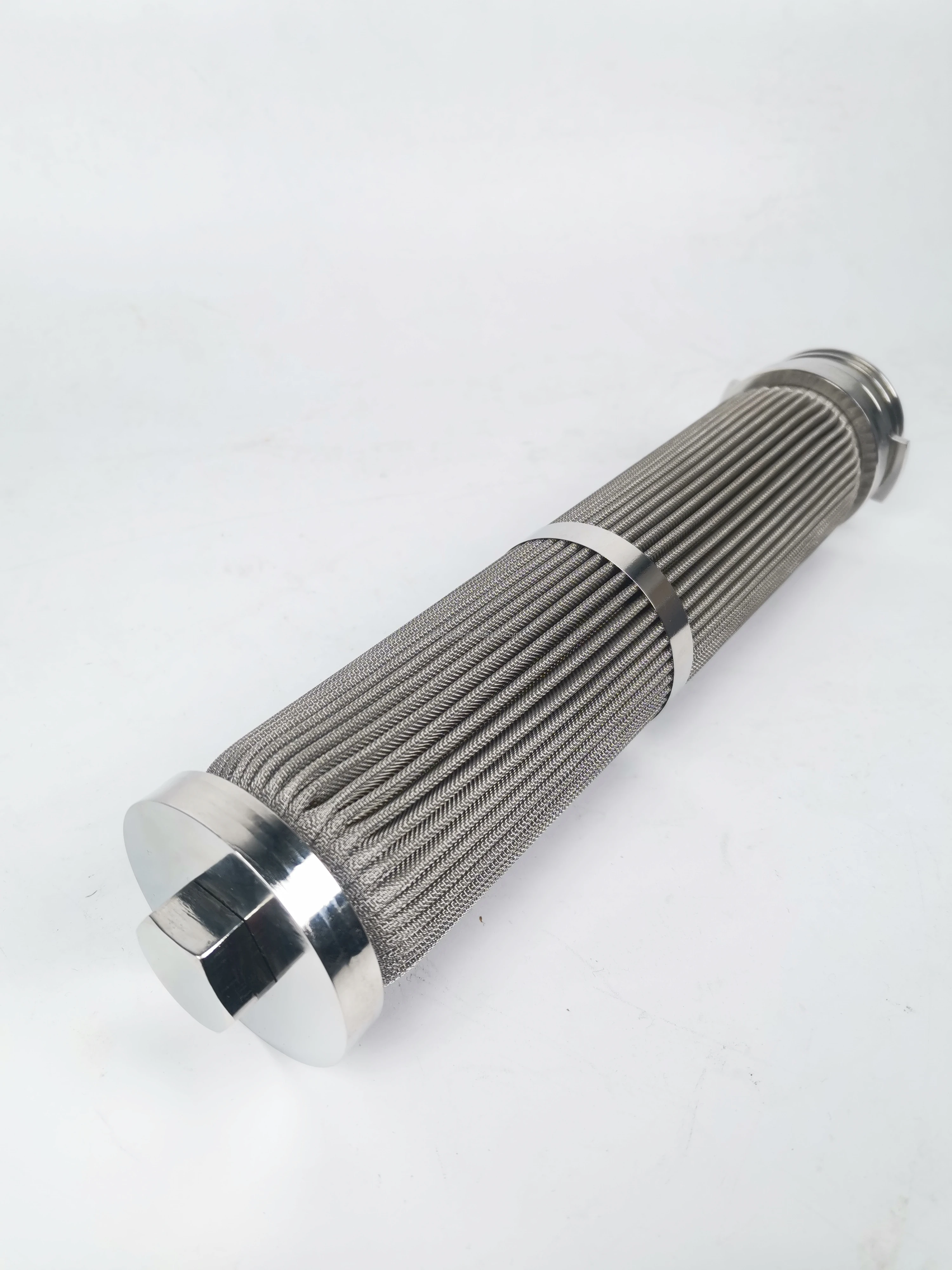 OEM different end connection stainless steel pleated filter element metal fiber mesh candle polymer melt filter element