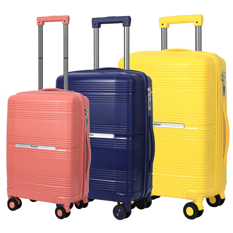 Bojun manufacturer luggage set  pp high quality suitcase TSA lock double wheel trolley suitcase 3 PCS / SET  20 24 28