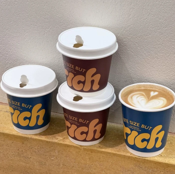 white/ kraft 80 90 mm customized coffee paper disposable cups with cardboard plastic cup lids paper lid cup cover