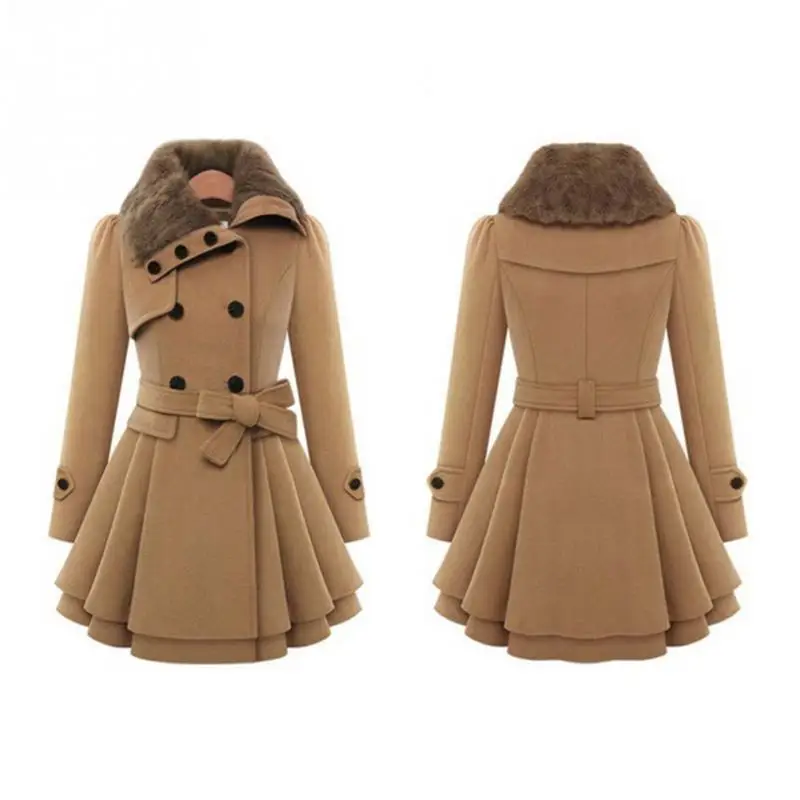
Women Autumn And Winter Long Sleeve Lapel Collar Thicken Medium Length Coat S -Xxxl Fast Shipping 