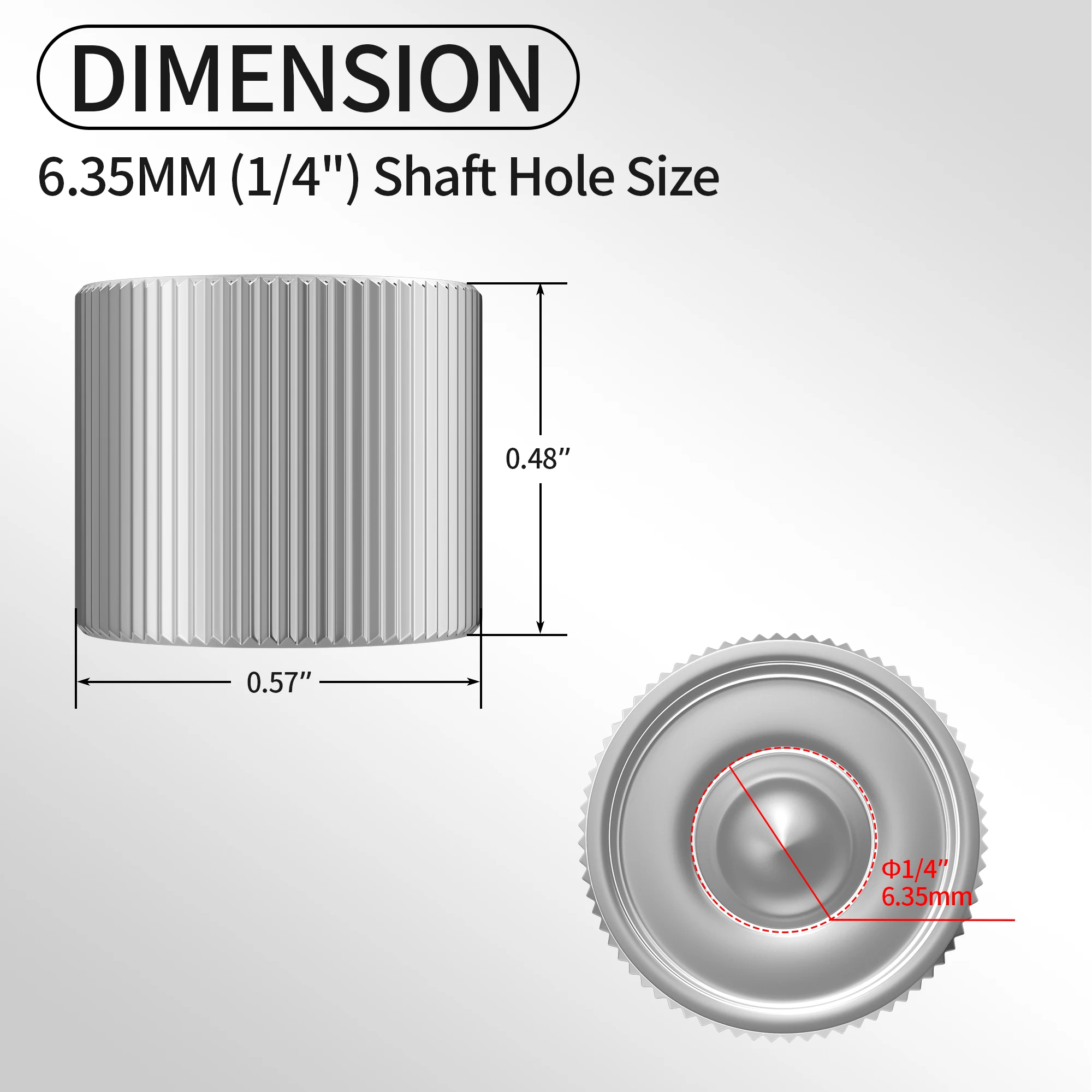 15MMX12.5MM Silver Color Aluminum Volume Potentiometer Control Audio Knob Guitar Pedal with 6.35mm Shaft Hole Diameter