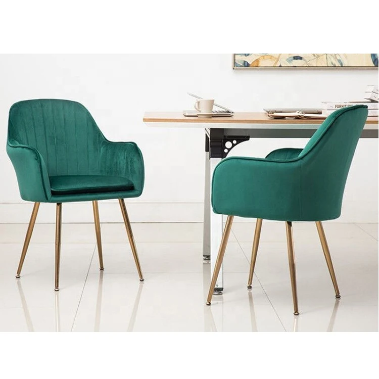 Wholesale Luxury Green Velvet Dining Chair Modern Furniture Nordic Dining Room Metal Dinning Chair For Dining Table