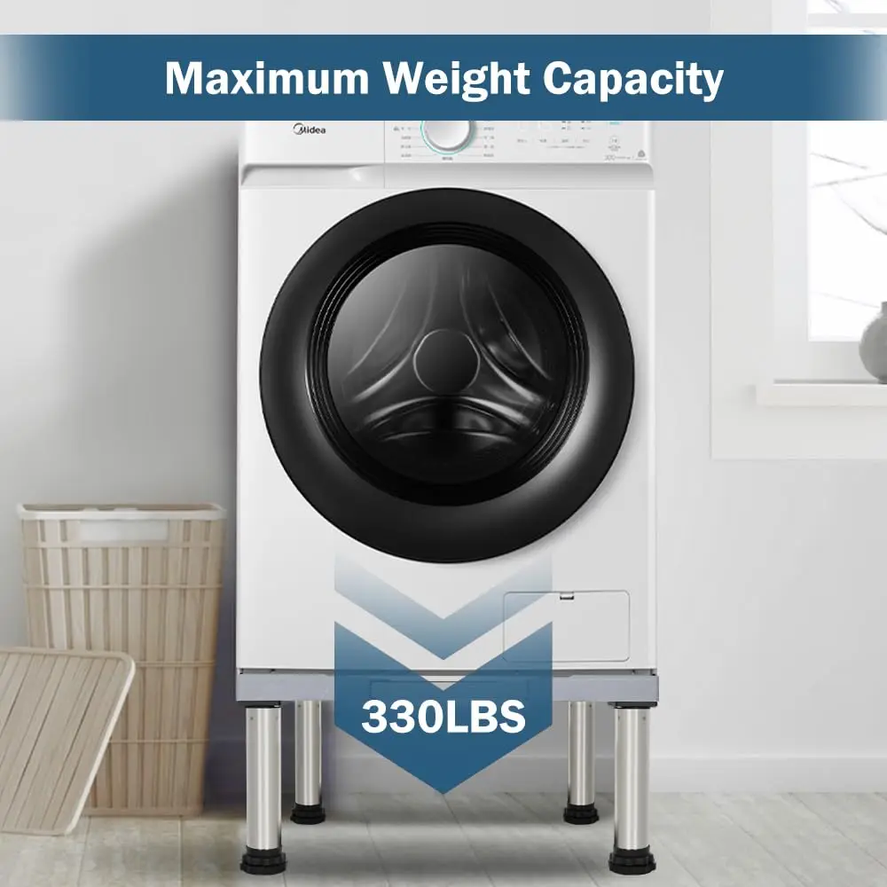 Washing Machine Stand Mini Fridge Stand with 4 Strong Feet (11-12.2in High) Adjustable Refrigerator Base Multi-Functional