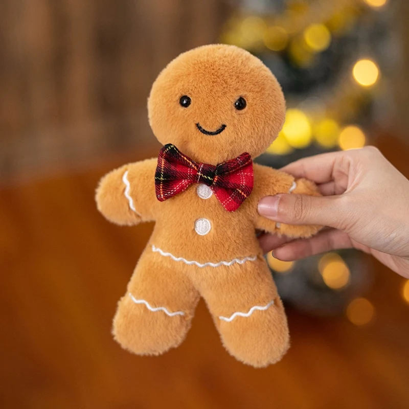 Christmas gingerbread man keychain plush cuddly gingerbread plush keychain mini boy and girl gingerbread man plush keychain