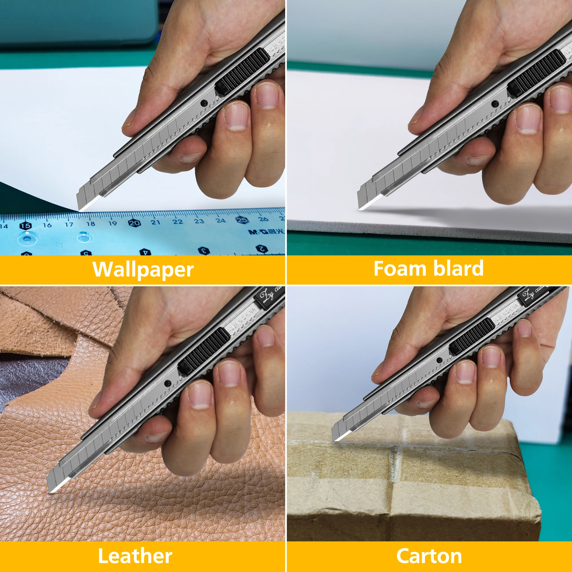 ZY-63 Custom Heavy duty Aluminium alloy Handle Utility Knife 9mm Sk2 Snap off Knife Sharp and Durable Cutter Knives