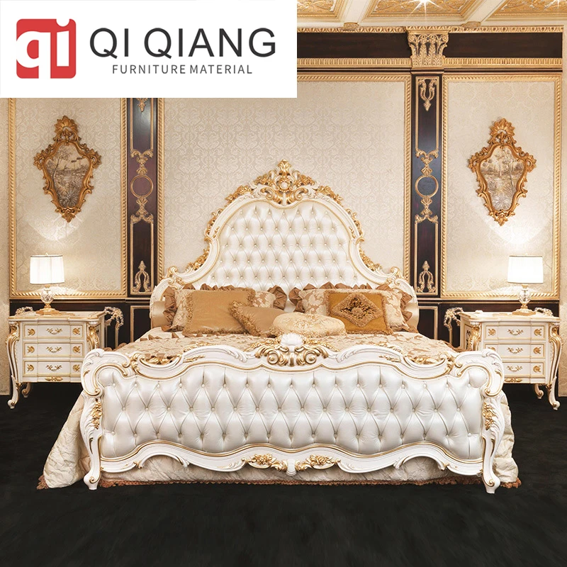 French Carved Wedding Bed Neoclassical Palace Princess Bed for Master Bedroom Double Bed