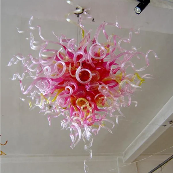 Handmade Mouth Blown Art Chandelier Hotel Restaurant Pendant  elegant Chihuly Style Murano Stained white Murano Glass Chandelier