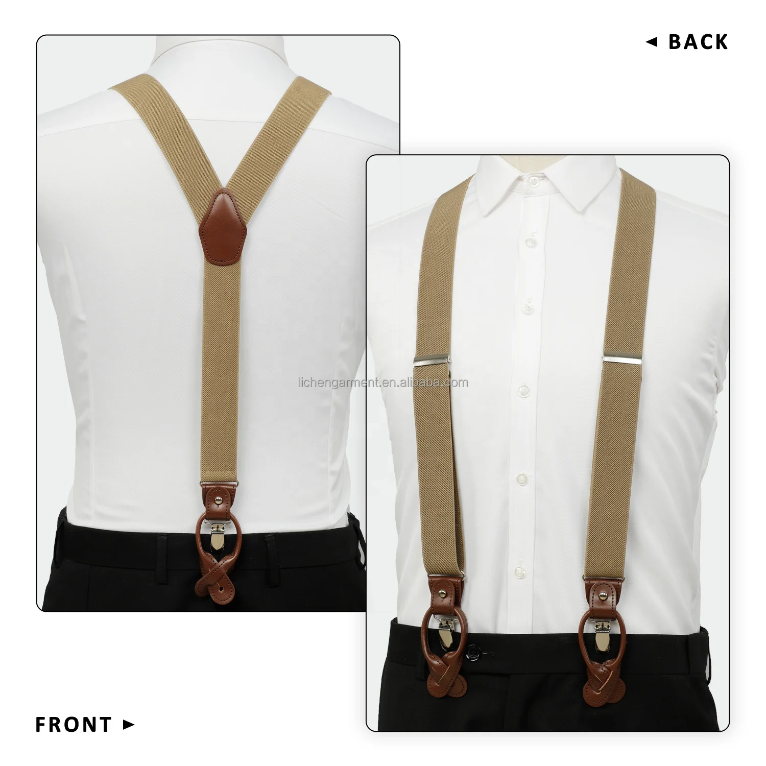 Factory Direct Sale 2024 Vintage Boys Suspender Solid Braces Y Shape Leather Suspenders for Men