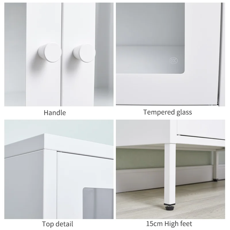 Modern Glass Door Storage Cabinet with Dish Dryer Foldable Kitchen Organizer for Furniture Closets Bedrooms Schools