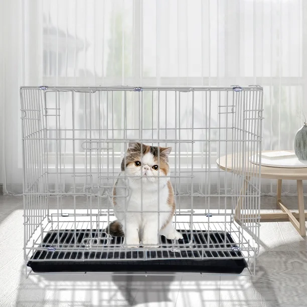 DIVTOP Double Iron Large Pet Cages Dog Kennel,Stackable Commercial Stainless Pet Cage Small Dog Cage With Removable Tray.