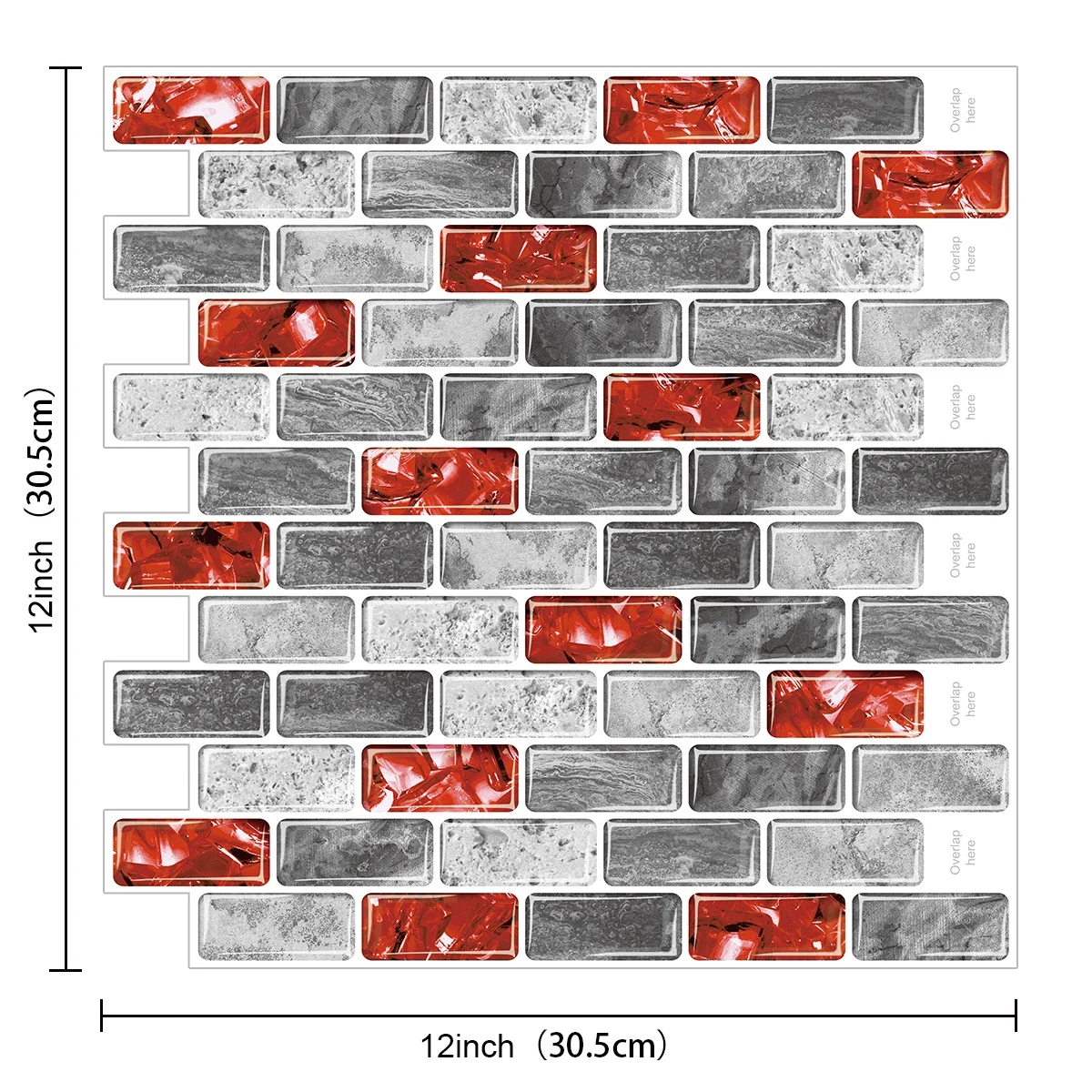 Long Strip Style Self Adhesive Mosaic Red And Grey Marble Strip  wall tiles  home decor for kitchen Bathroom Backsplash