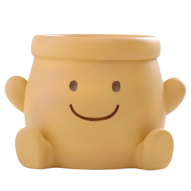 Cute smiley face resin succulent garden flowerpot Flower pot Creative emoticon desktop potting container