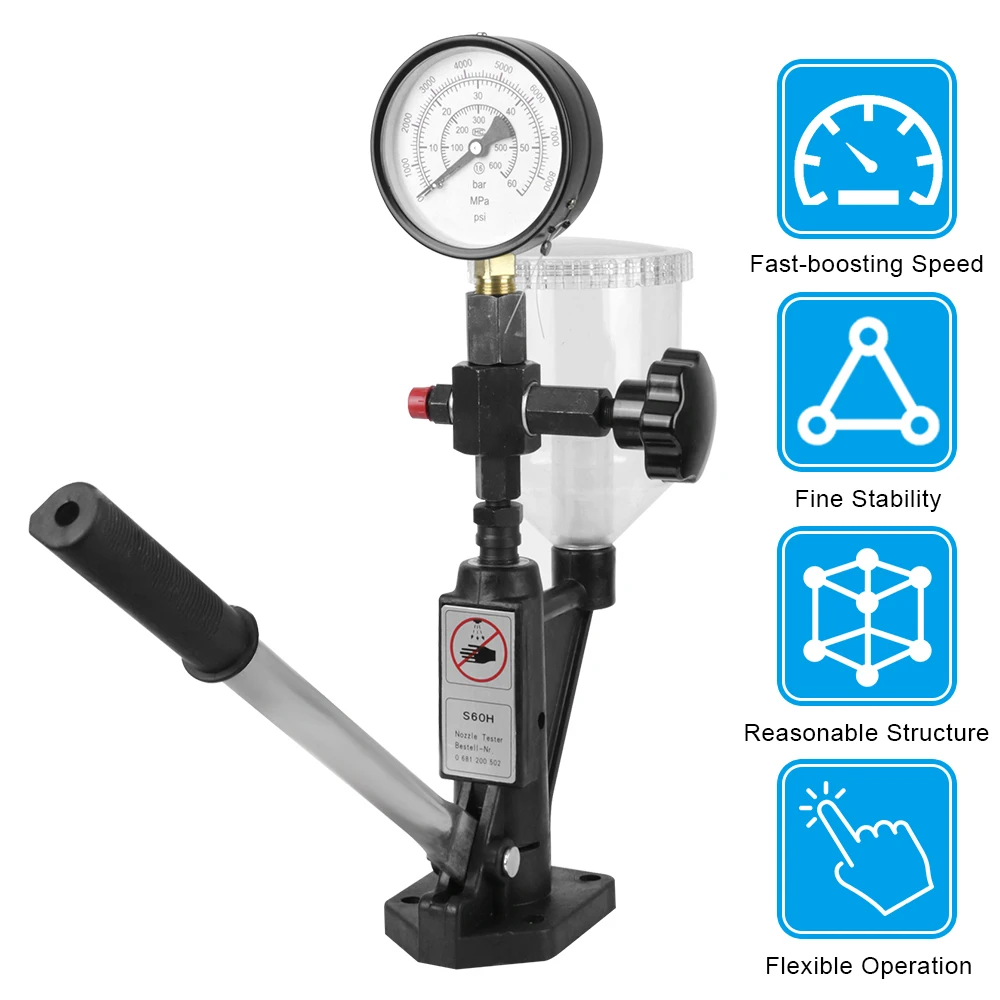 Тестер форсунок дизельного топлива, прибор для проверки давления в общей топливной магистрали, 10 мм Плунжер с двойным манометром, инструмент для ремонта автомобиля для S60H