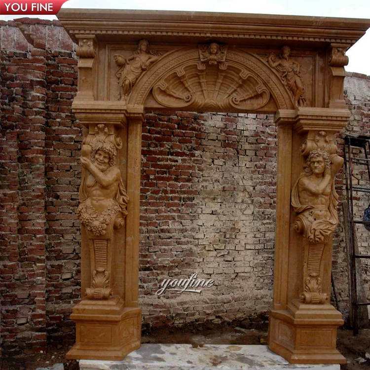 Custom European Luxurious Big White Marble Door Frame Statue Column Surround