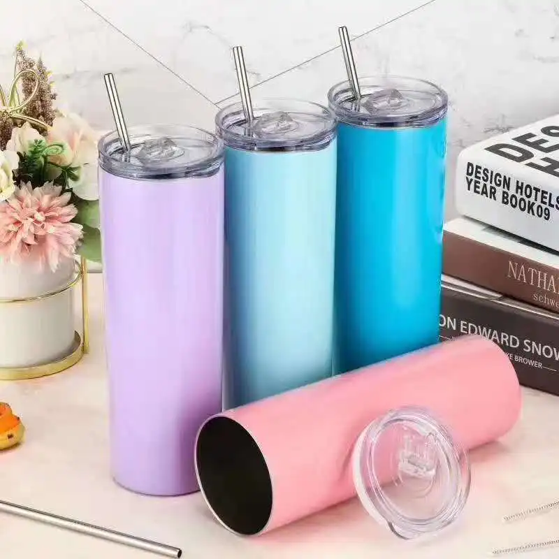 New style BPA FREE 16/20oz Double wall stainless insulated thermo tumbler with easy clean lid  and straw