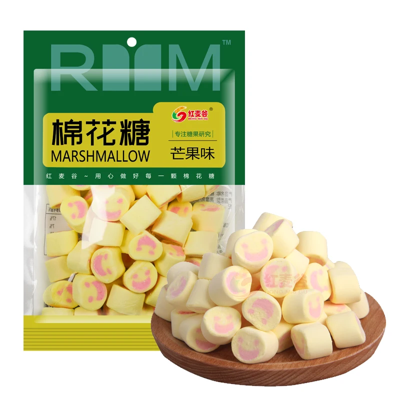 Wholesale Chinese snack marshmallow exotic candy food cotton candy confectionery soft candy mango fruit sour sweet snack for kid