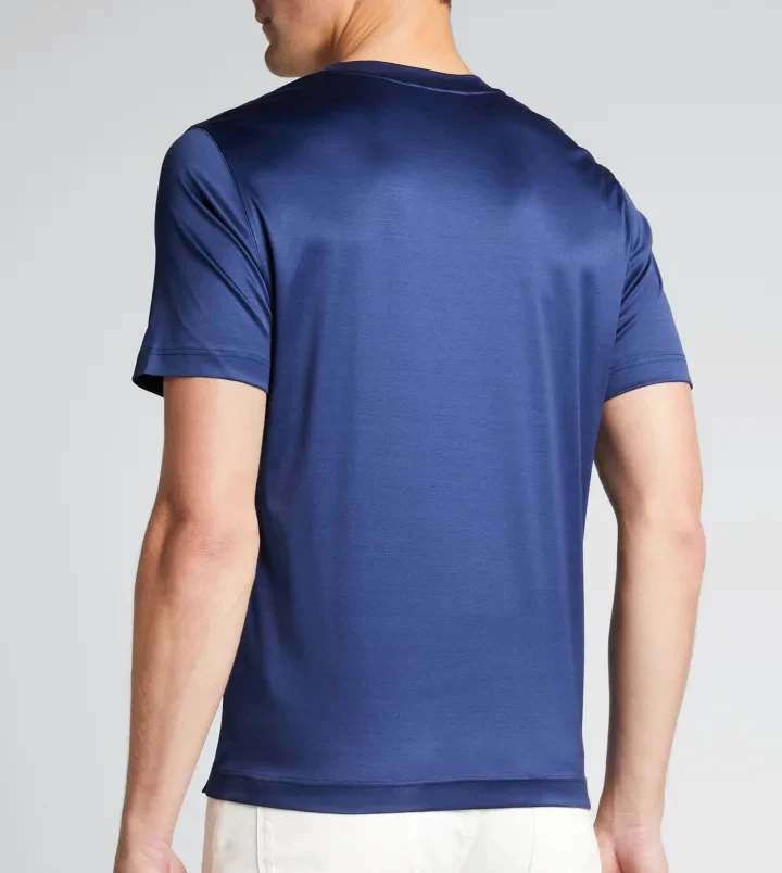 Men crew neck single stitch regular fit custom logo blank mercerized cotton t-shirt