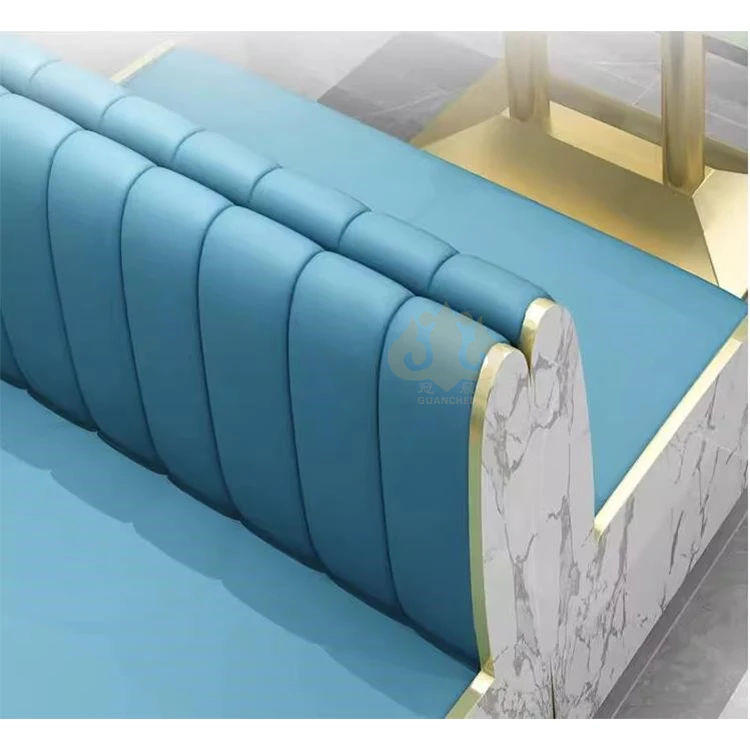 Wholesale Modern Restaurant Furniture Sets Cafe Fast Food Booth Seating Sofa Golden Metal Dining Tables and Chairs Set