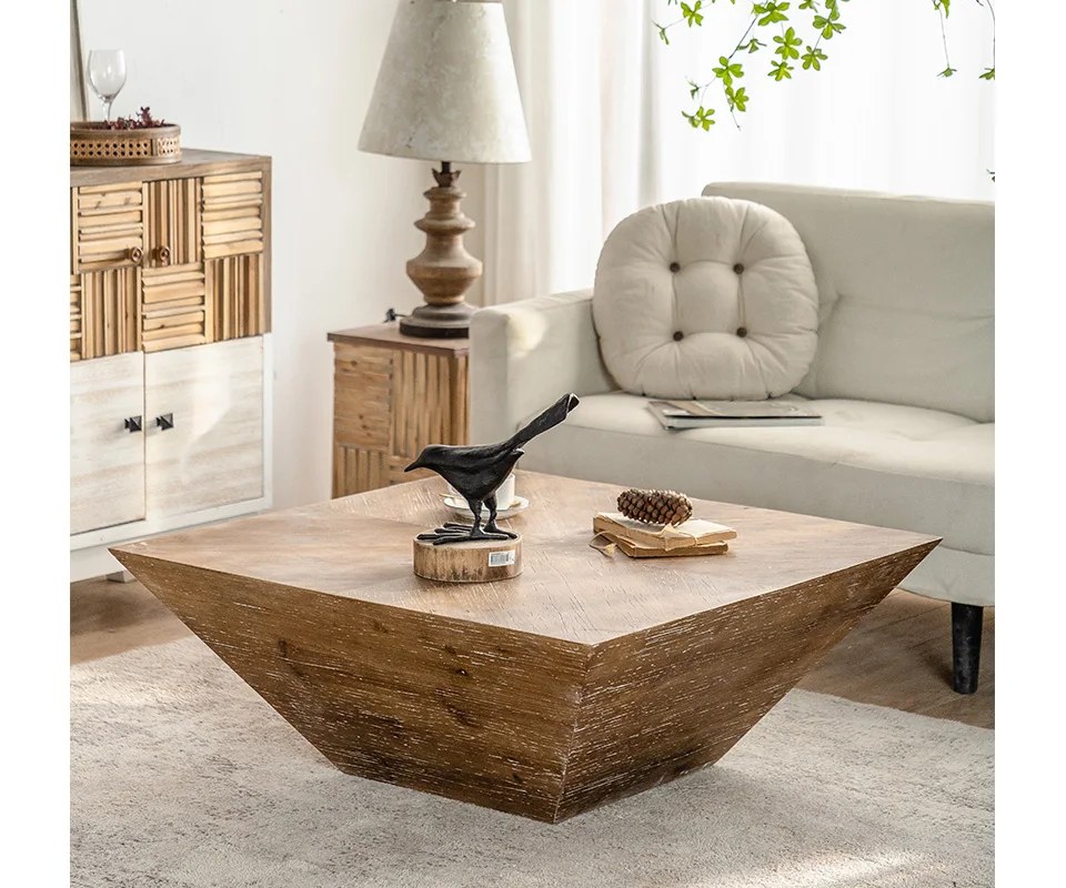 Japanese Solid Wood Rectangle Coffee Table Recycled Pine Tea Table Home Living Room Art Design Low Table