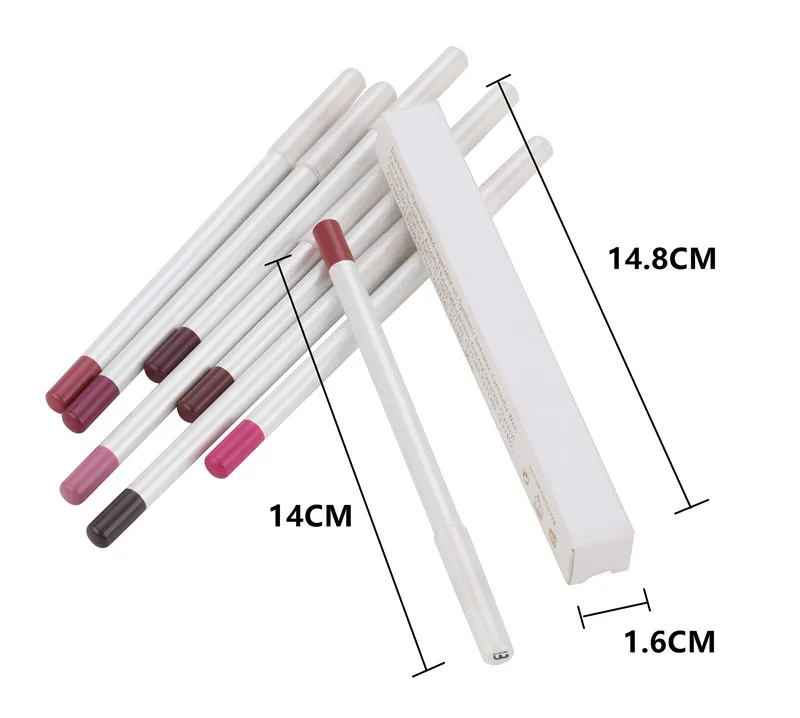 Wholesale No Logo 16-color White Best Price High Quality Cosmetic Lip Pencil Waterproof Lip Liner Pencil Private Label