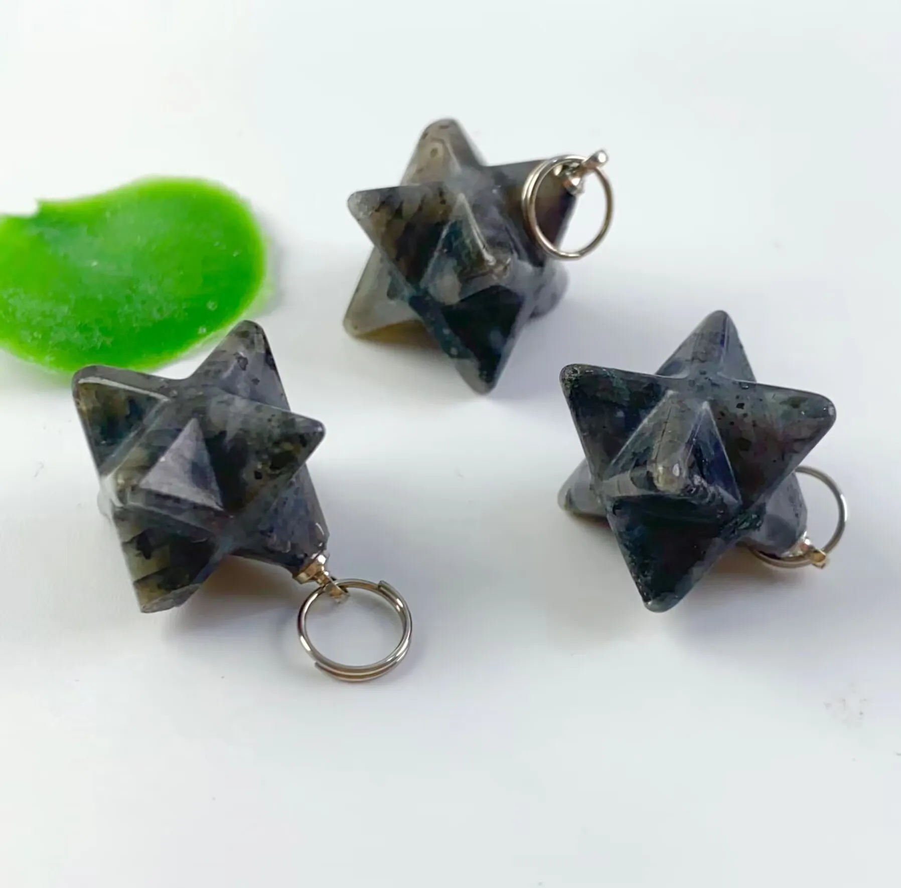 Selling natural stone crystal agate pendant Lapis Lazio 13mm Merkaba satellite clavicle chain jewelry