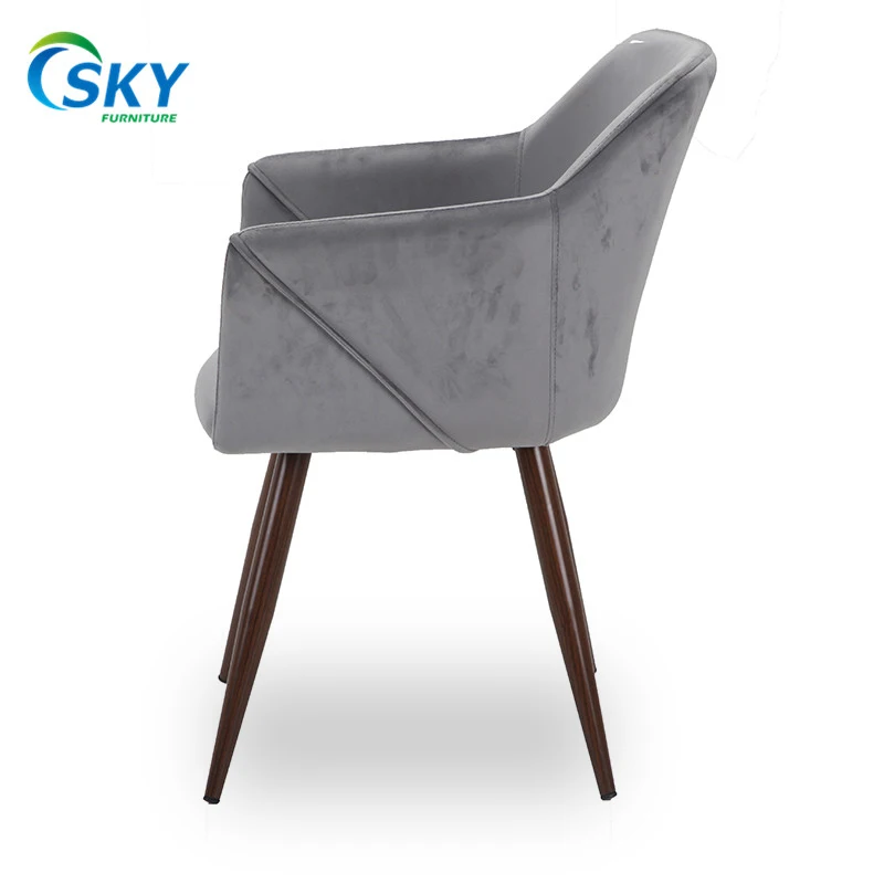 SKY Velvet Fabric Modern Metal Frame Stacking Dining Chair Fabric