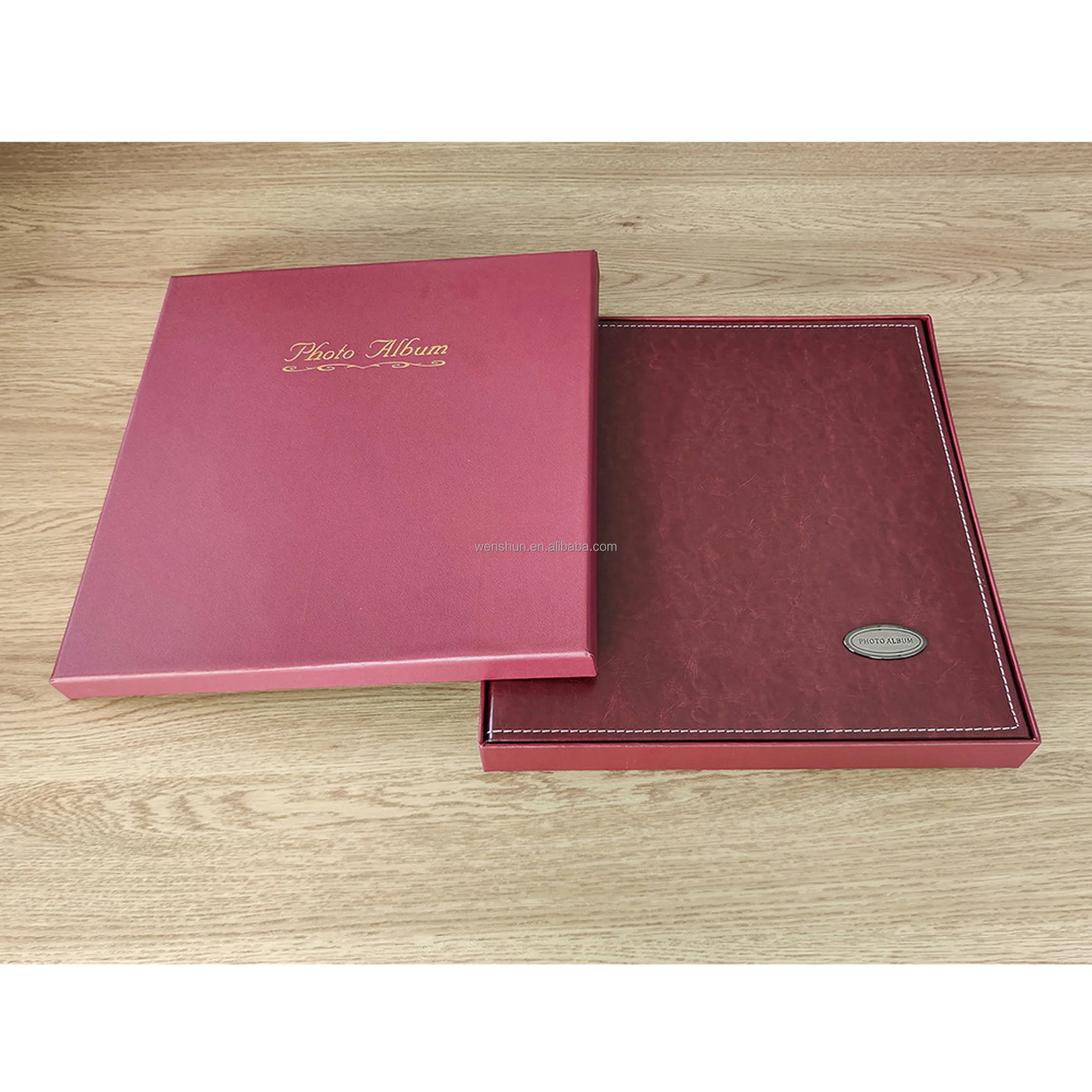 Custom Gift Leather Self Adhesive Slip in Photo Album for 100/200/300 Photos