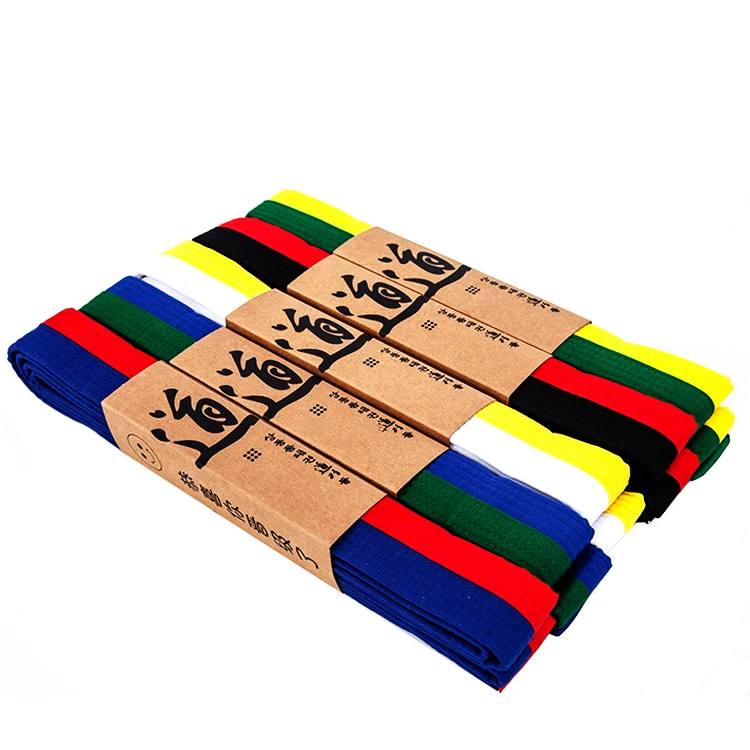 Wholesale arts color belt customize embroidery blue taekwondo karate belts