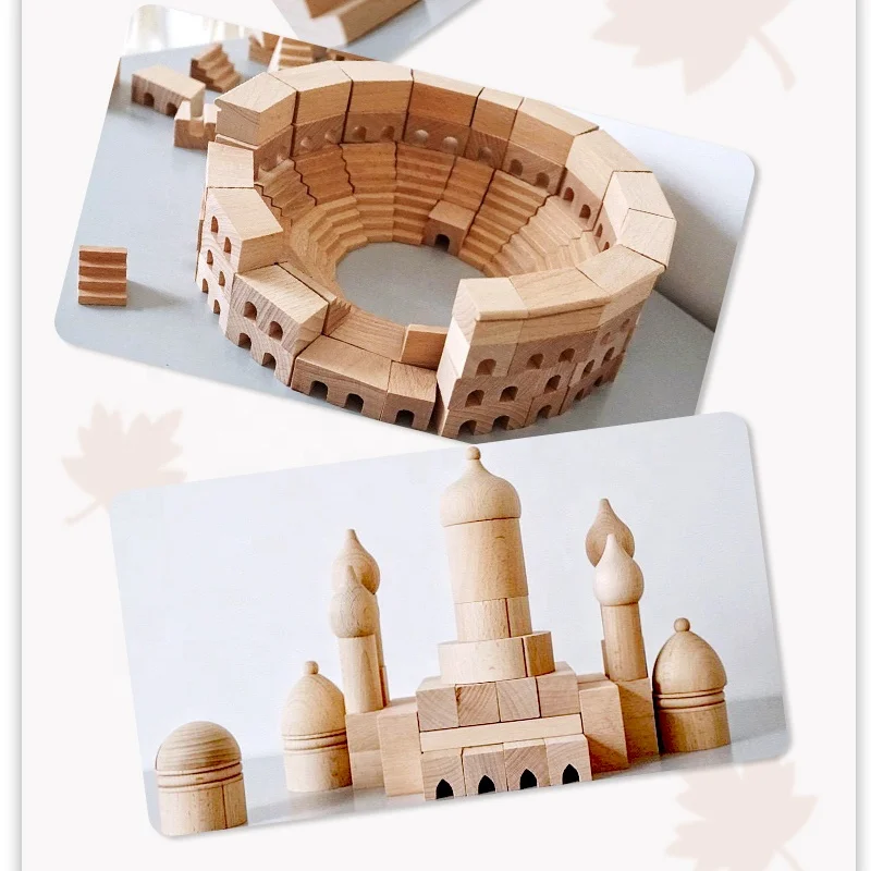 
Beech Big Building Blocks Toys for Kids Arts and Crafts Roman Colosseum and Russian Church Geek Wooden Color Box Unisex 1set 