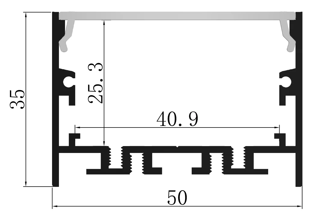 Glite 40*35 мм 50*35 алюминиевый профиль GL-4035/GL-5036 приостановить установленный на заказ длины наличные с опалом высшего Крышка для светодиодного освещения