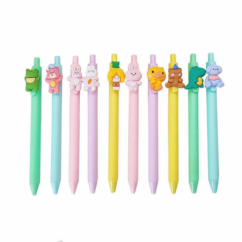 Cartoon Kawaii Kids School Student Press Pen Stationery Girl Gift 0.5mm Black Ink Cute Gel Pen