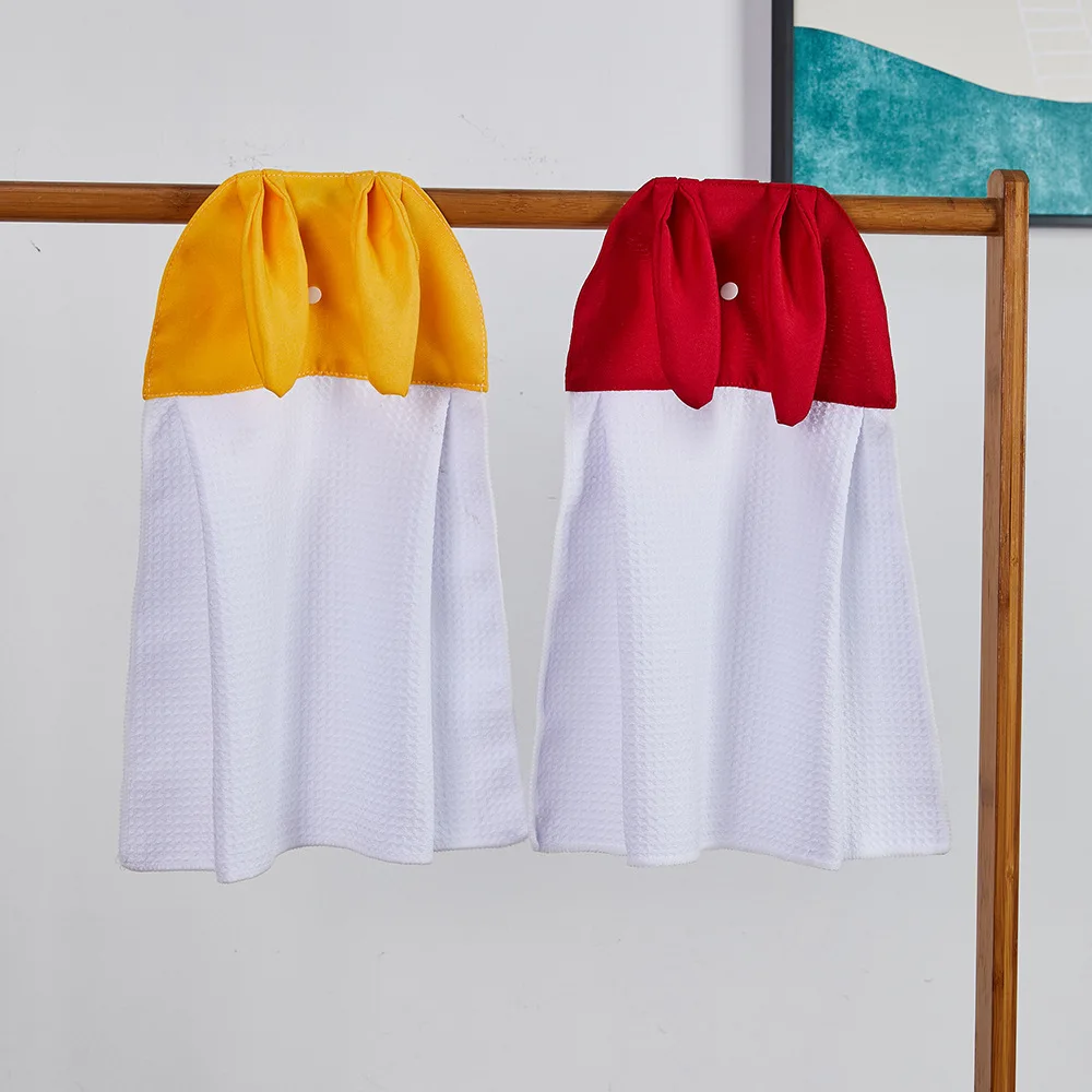 Diy Photo Print Dress Shape Waffle Weave Tea Sublimation Blanks Print Kitchen Hanging Towel With Long Rabbit Ears