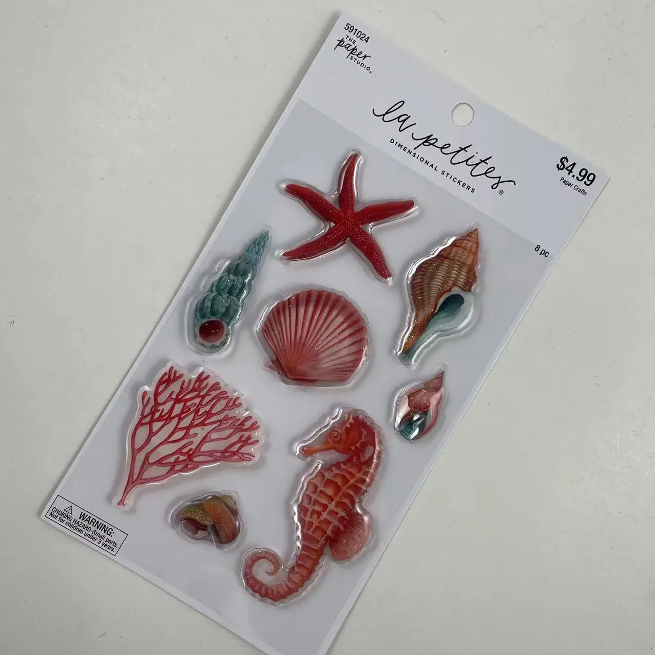 Lovely customized sea horse & shell & sea snail shape epoxy sticker 3D stickers