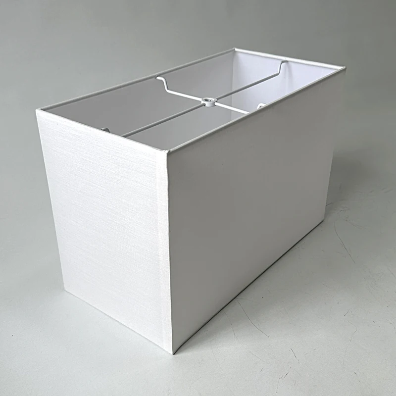 White Fabric Shades Hardback Rectangular Lampshade Covers Lamp Shade with Spider