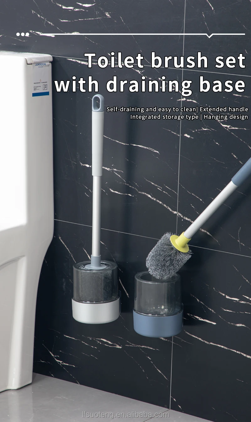 Bathroom Cleaning Tool Cleaning Brush Wall Hanging Soft Bristle Toilet Brush With Aluminum Long Handle